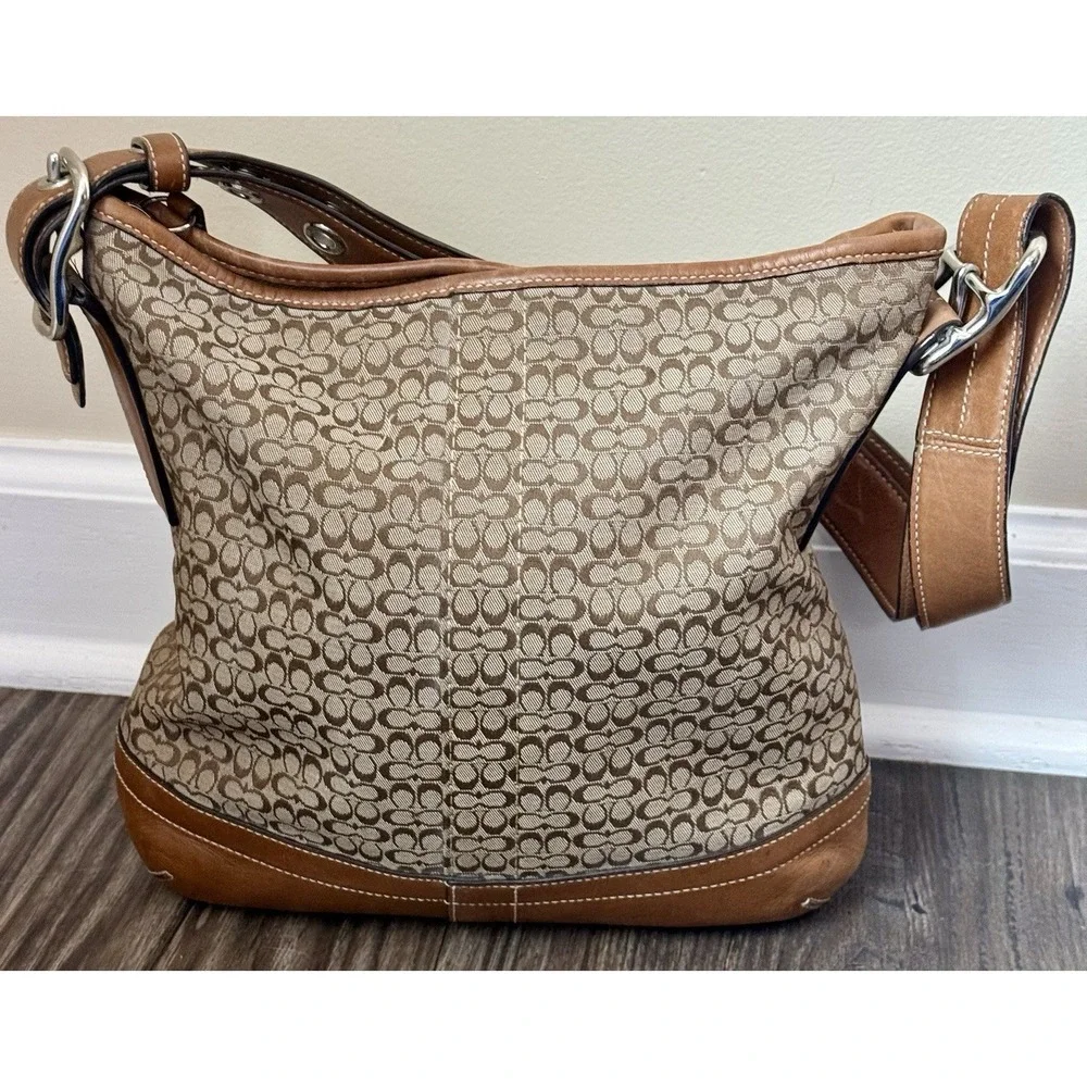 Vintage 2000s Y2K Coach Signature C Jacquard Purse Hobo Bag Old Money Clean Girl
